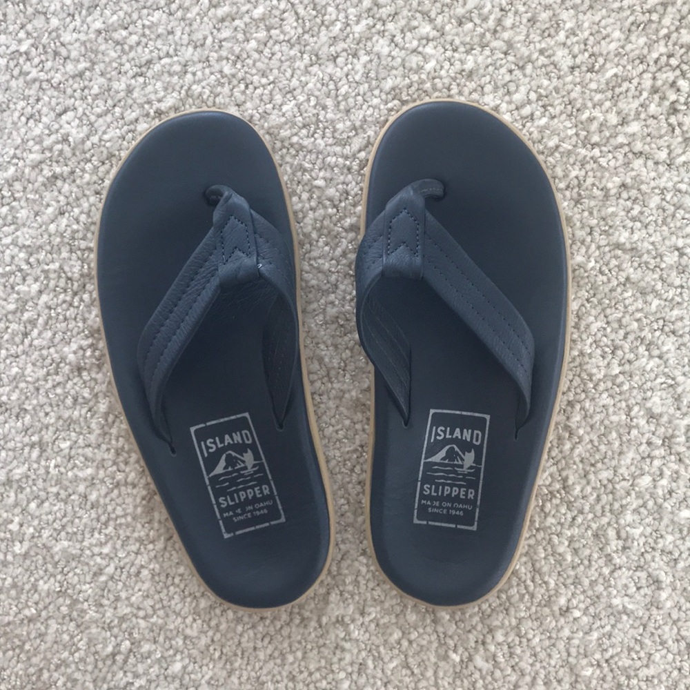 Island Slipper unisex Navy Blue Leather Pro